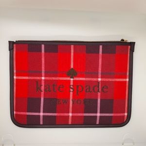 Kate Spade Ella Plaid Red Large Zip Pouch Clutch here on itsasalesworld